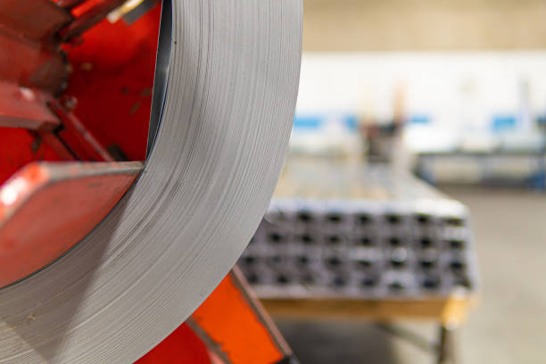 istock Metal coil on Decolier with custom metal flashing in background 1362483095