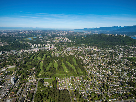 Stock Aerial Photo of Port Coquitlam and Burnaby BC, Canada