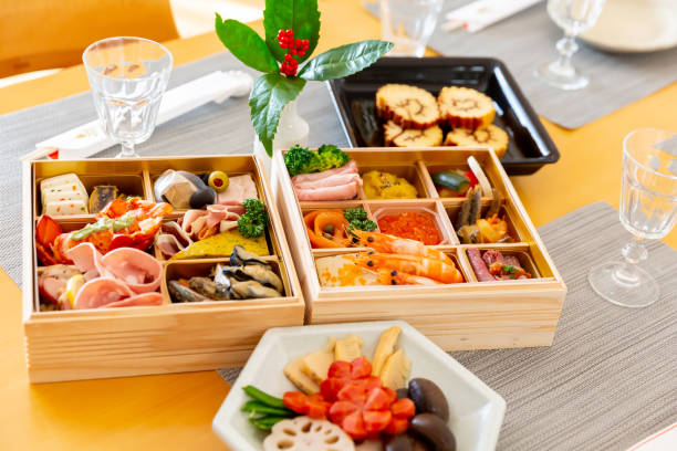 istock Japanese new year table setting and osechi foods 1362489360