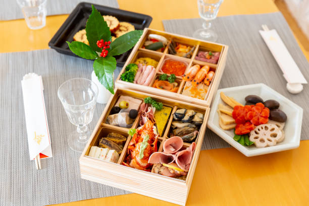 istock Japanese new year table setting and osechi foods 1362489361