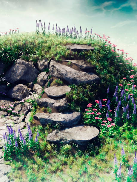 istock Stairs made of rocks on a meadow 1362493530