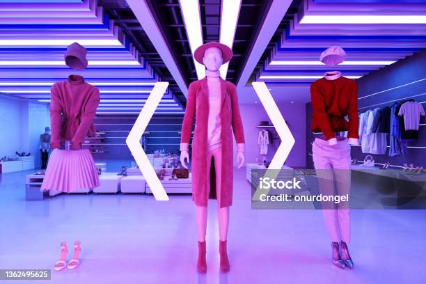 Augmented Reality Shopping With Garment Visualization Simulation Technologies Stock Photo - Download Image Now