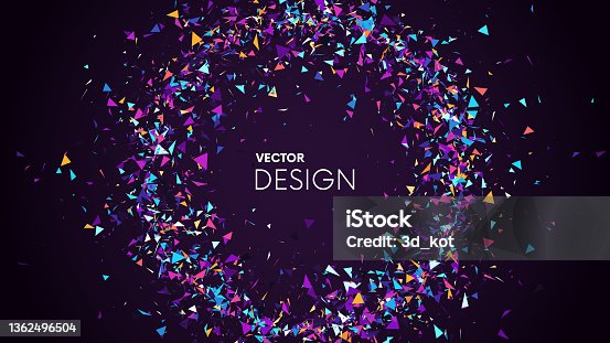 istock Colorful triangular fragments circle banner 1362496504