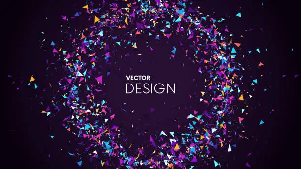 Vector illustration of Colorful triangular fragments circle banner