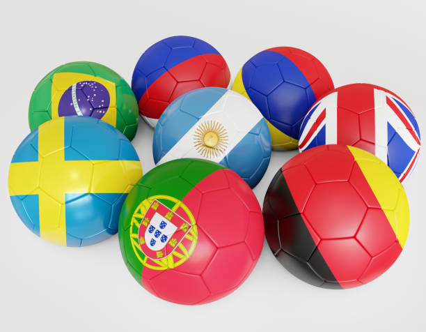 istock Soccer ball collection with flags of countries 1362496552