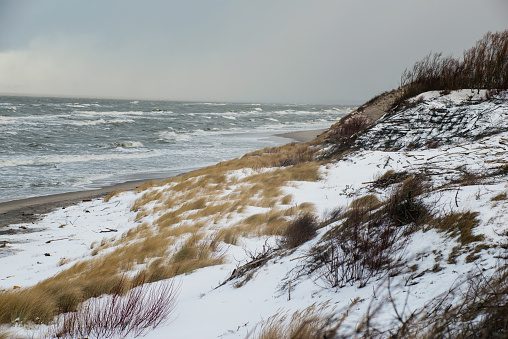 Baltic sea in the winter in storm