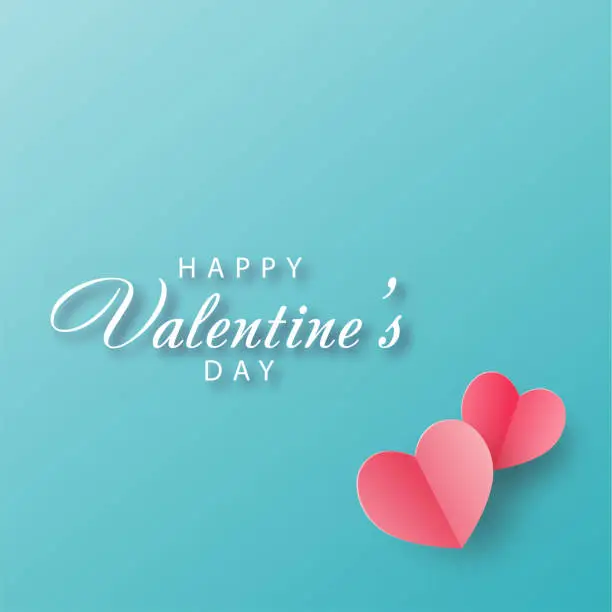 Vector illustration of Happy Valentine s Day card with 3d pink hearts. Vector.