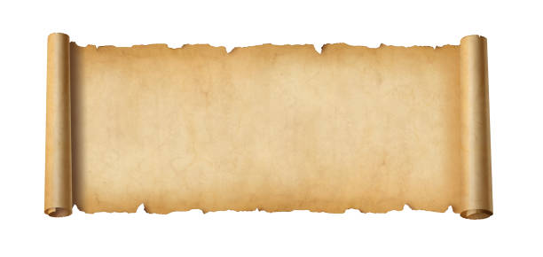 istock Old paper horizontal banner. Parchment scroll isolated on white 1362505881