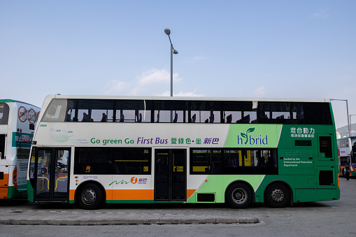 Lille, France - October 02, 2022: Flixbus at the Lille-Europe Station. Flixbus is a German brand that offers intercity bus service in Europe, North America, and Brazil