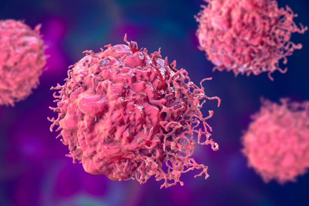 células cancerosas, ilustración 3d - célula fotografías e imágenes de stock