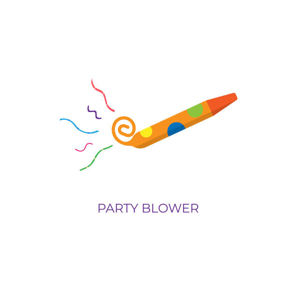 illustrations, cliparts, dessins animés et icônes de party blower icône vector design. - cotillons