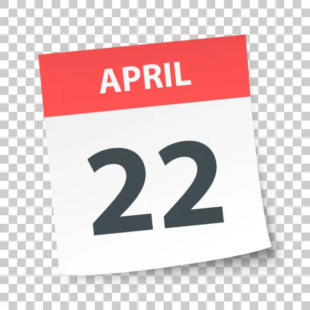 Vector illustration of April 22 - Daily Calendar on blank background
