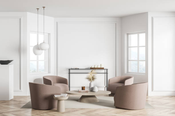 istock White and beige living room. Conversation seating idea. 1362512842