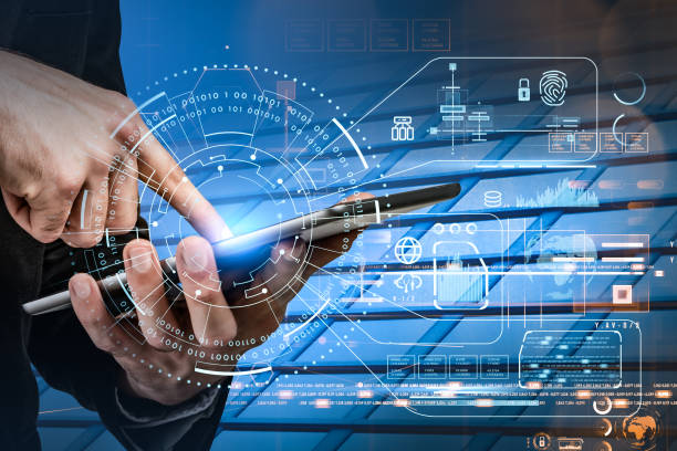 istock Businessman wearing formal suit is typing message on tablet 1362514323