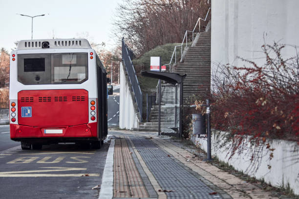istock Public transportation bus in urban surroundings. 1362517963