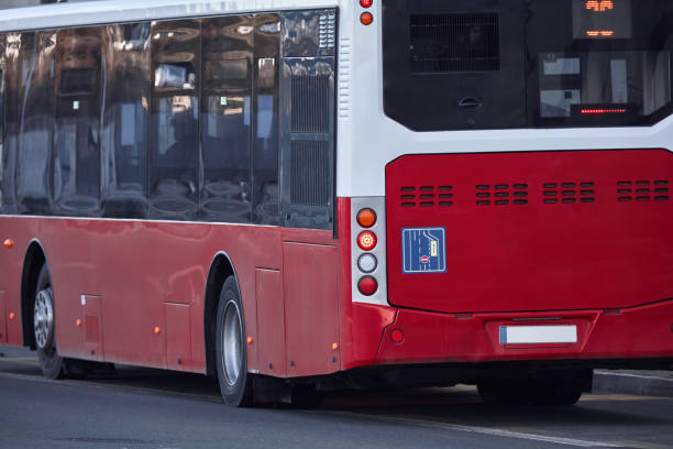 istock Public transportation bus in urban surroundings. 1362517986