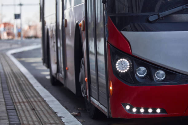 istock Public transportation bus in urban surroundings. 1362518033
