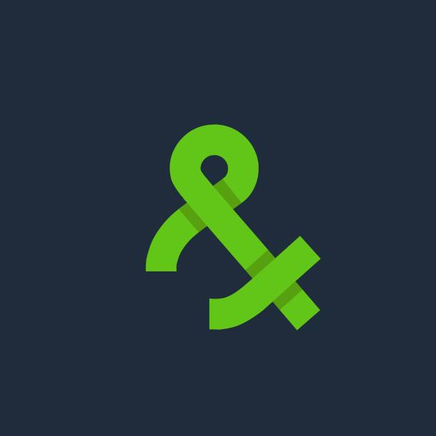kaufmännisches und-zeichen-logo. typografisches geometrisches symbol. grüne farbe. - und zeichen stock-grafiken, -clipart, -cartoons und -symbole