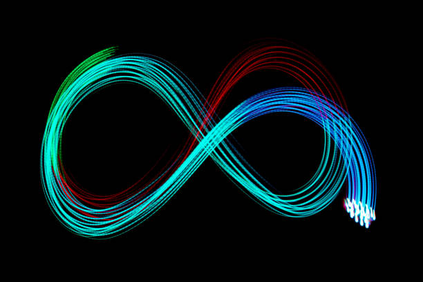 istock Light Neon Trails Colorful Wave Isolated on black background. 1362521048