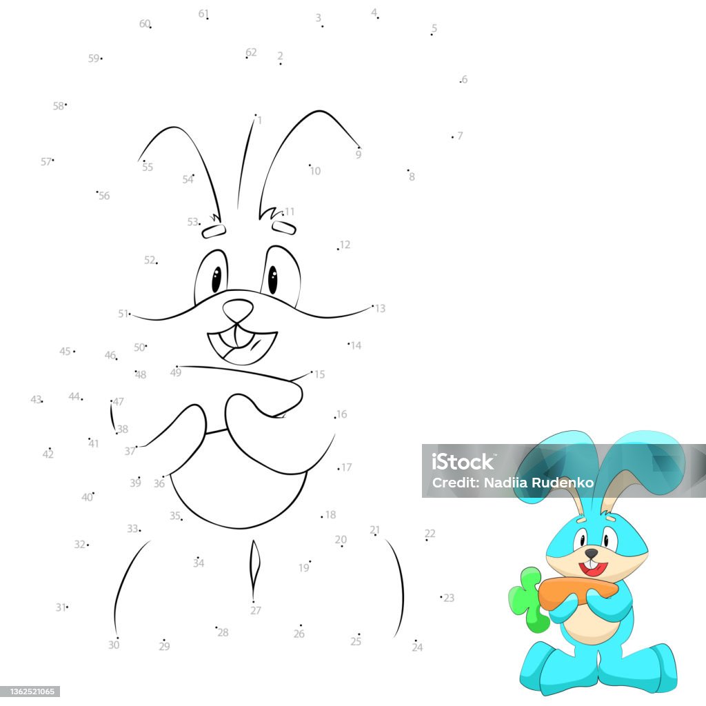 Point And Click Rabbit Pointtopoint Game Draw A Line Cute Rabbit Is Holding A Carrot Stock ...