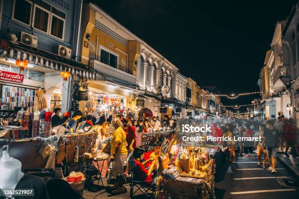 Phuket Old Town Night Market In Thailand South East Asia Stock Photo - Download Image Now