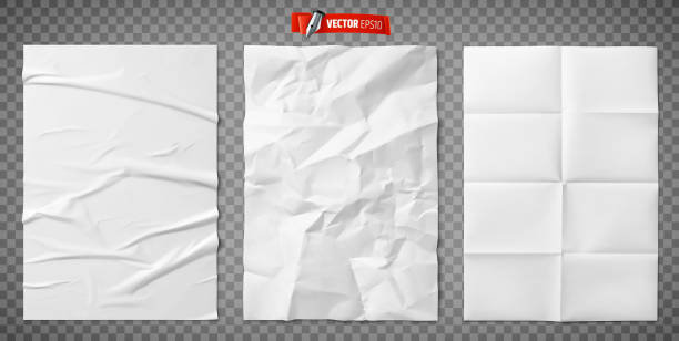 ilustrații de stoc cu texturi vectoriale realiste ale hârtiei - pliat