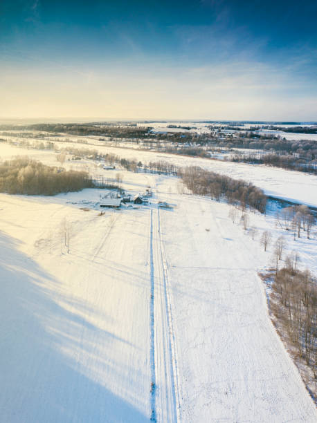 istock snow and frost in the field from drone 1362524848