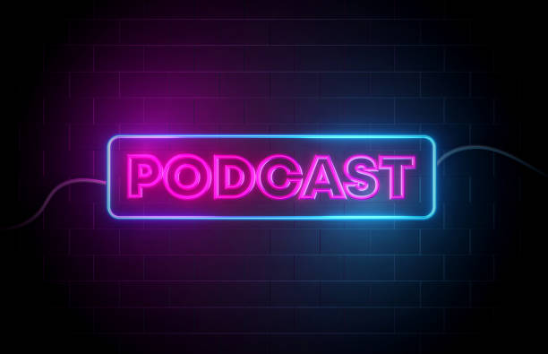Podcast Neon light sign stock photo