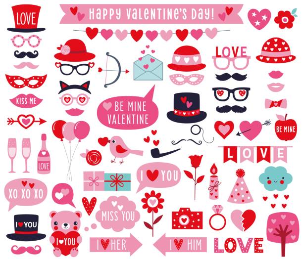 Valentine’s Day vector clip art collection Valentine’s Day vector clip art collection happy valentine day clip art stock illustrations