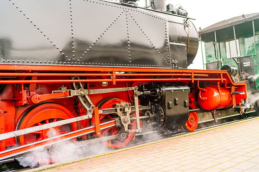 Steaming locomotive Rasender Roland, Bahnhof, Binz, Ruegen, Mecklenburg-Vorpommern, Germany