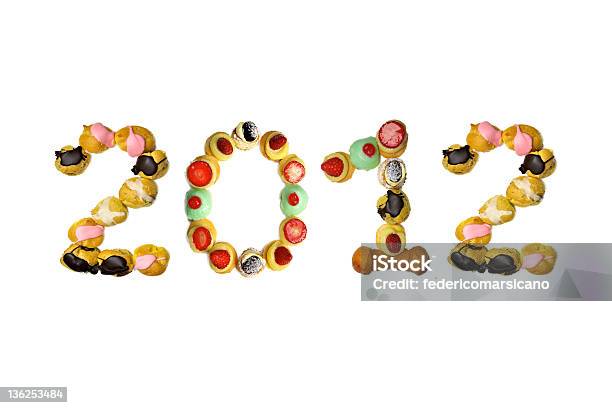 Pastry 2012 Stock Photo - Download Image Now - Baked Pastry Item, New Year's Eve, Pastry Dough