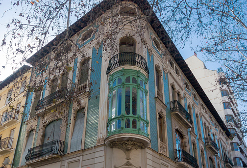House facade in art nouveau style, Xativa (Jativa), Valencia, Spain