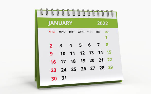 istock Standing Desk Calendar January 2022 green 1362536699