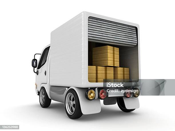 White Van Stock Photo - Download Image Now - Delivery Van, Open, Rear View