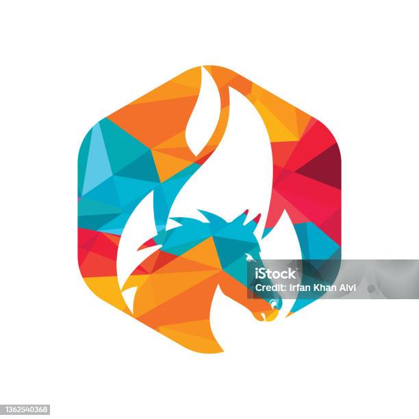 Simbol Kuda Api Membakar Kuda Dalam Template Desain Vektor Logo Api Api Ilustrasi Stok ...