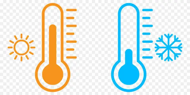 Vector illustration of Thermometer vector icons. Thermometer with cold and hot symbol