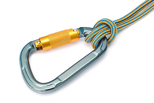 istock Carabiner and rope isolated on white 136254487