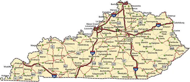 Vector illustration of Kentucky Highway Map (vector)