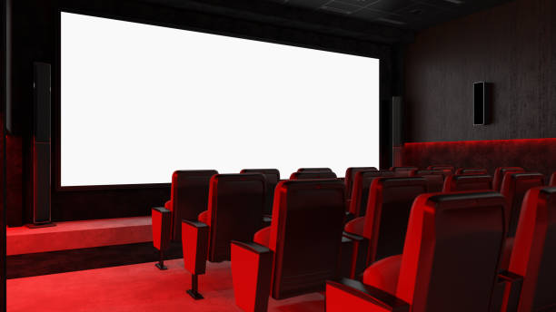 istock Cinema with Red Seats and Blank Screen 1362546110