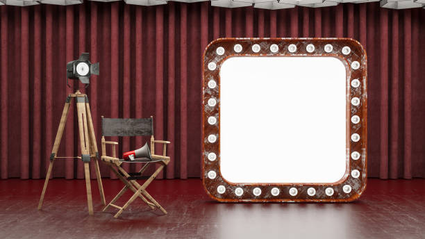 istock Movie Casting Concept with Empty Frame made of Light Bulbs 1362548975