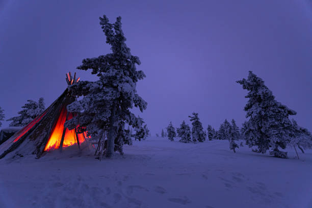 istock night in Finland in Kota tent 1362550257