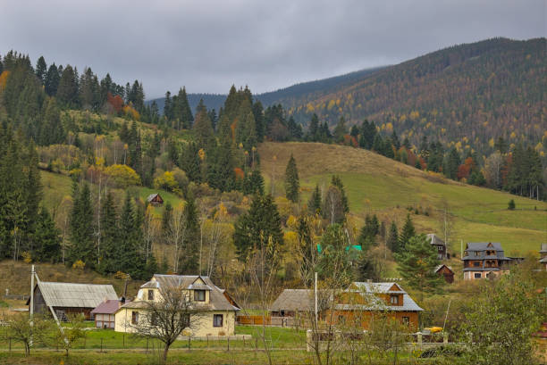 istock A small village located in a mountain valley. 1362550372