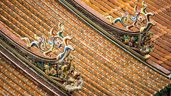 close-up of Chinese temple rooftop