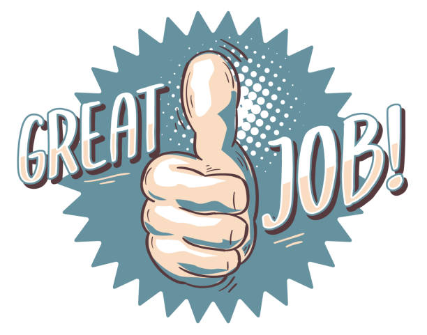 Great Job - thumb up drawn hand emblem decorative vector artwork great job thumbs up stock illustrations