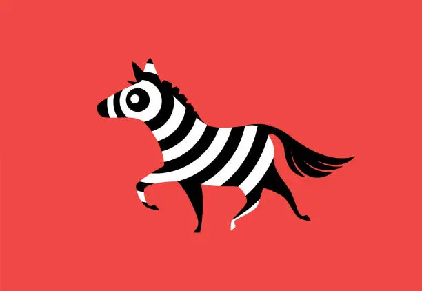 Vector illustration of zebra jogging symbol