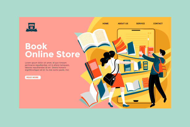 Bookstore Landing Page Concept Bookstore Landing Page Concept bookstore stock illustrations