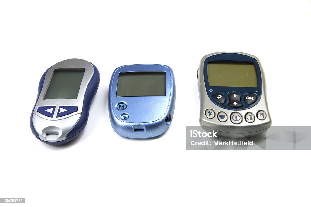 Três Glucose Testers de várias marcas - Foto de stock de Açúcar royalty-free