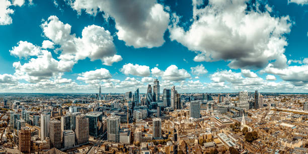City of London Panoramic Aerial View of City of London central london photos stock pictures, royalty-free photos & images