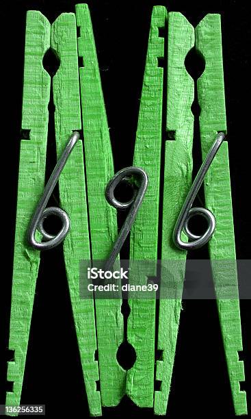 Green Clothespins Stock Photo - Download Image Now - Abstract, Clothespin, Clothing