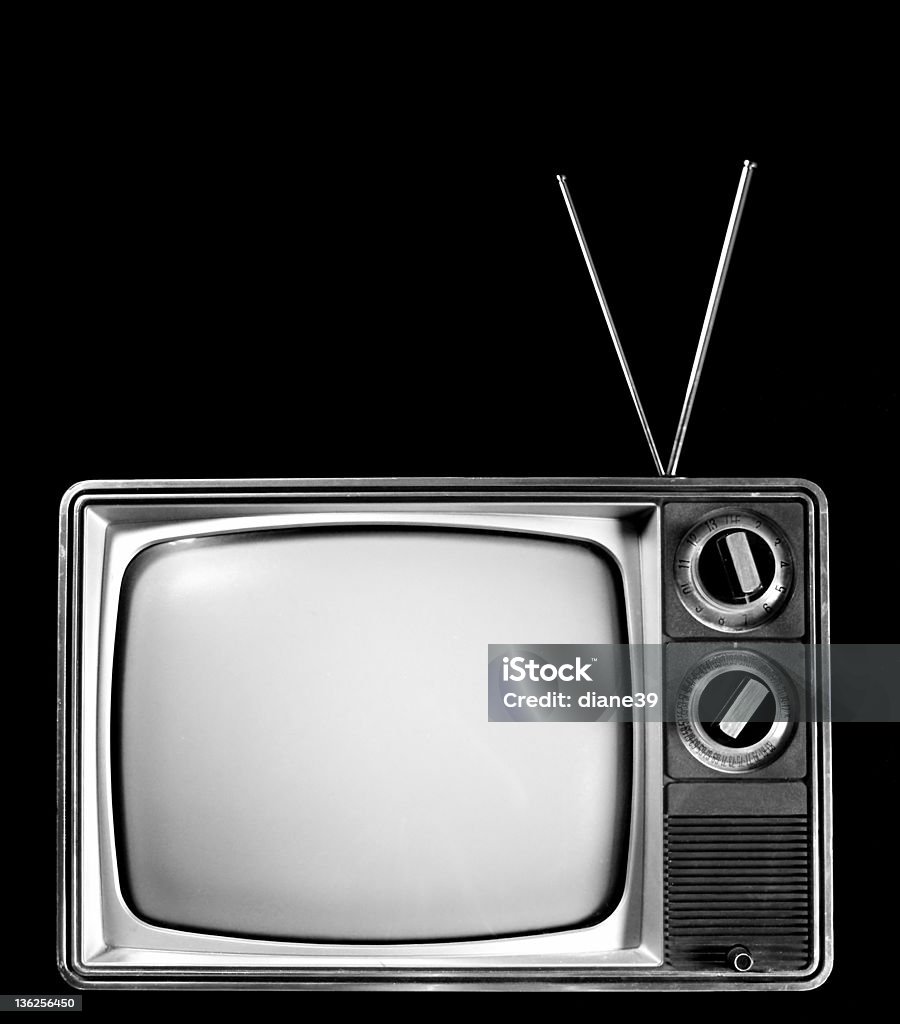 Preto e branco com TV - Foto de stock de Televisor royalty-free